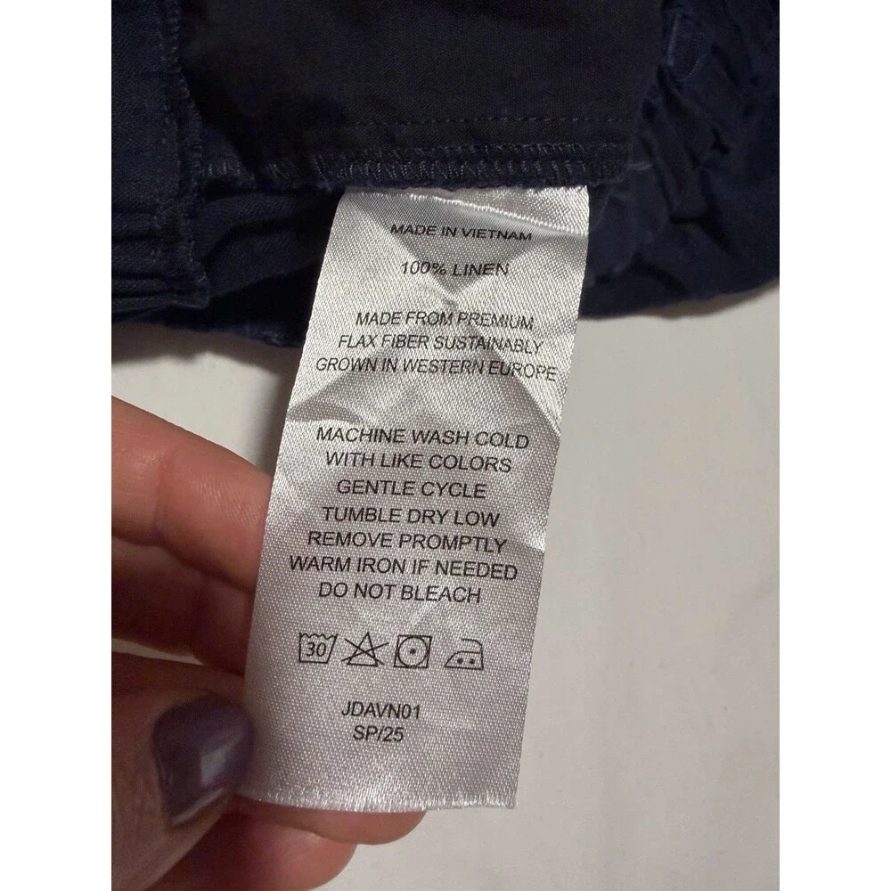 Quince 100% European Linen Pleated Trouser Pants Size 8 Navy Career Casual